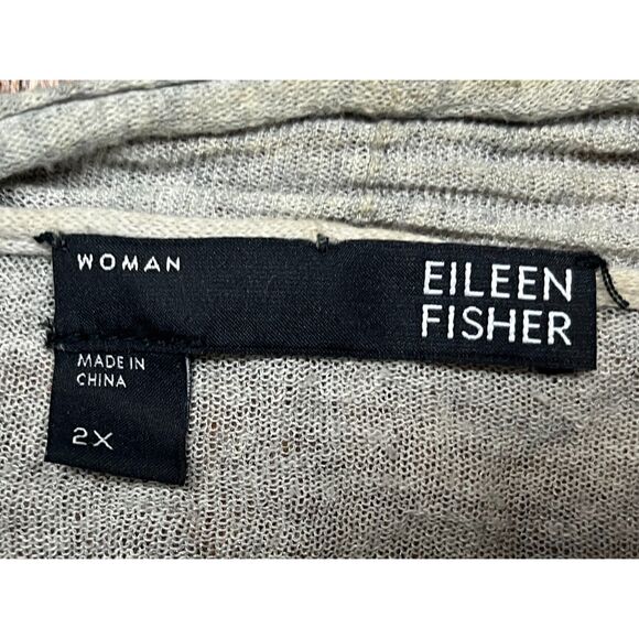EILEEN FISHER Gray Cotton Open Front Ruffle Cardigan Top  Women's Plus Size 2X - Picture 4 of 10